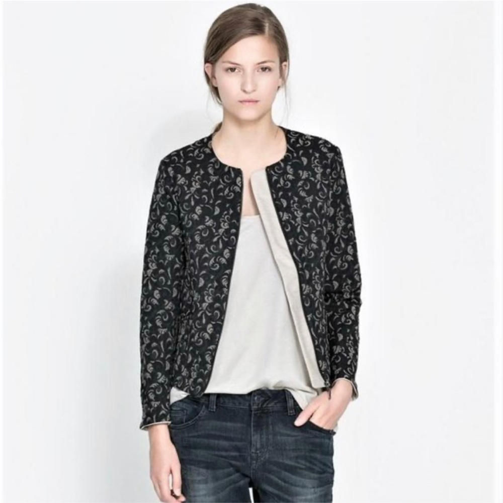 ZARA Jacquard Floral Jacket Blazer- L